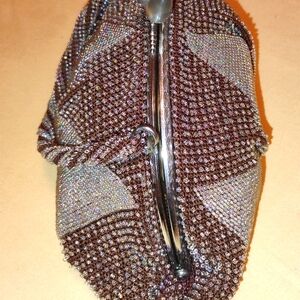 Clutch, handmade from Japan, vintage, brown undertones with purple